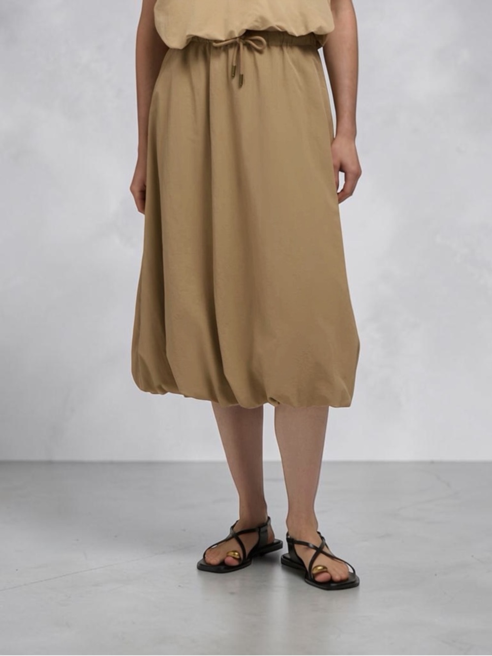 Hunter Bubble Hem Midi Skirt in Clay XL NWT